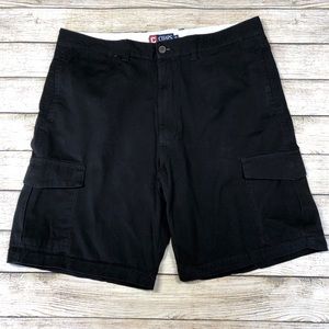Chaps Black 38 Cargo Shorts Snap Button Pockets